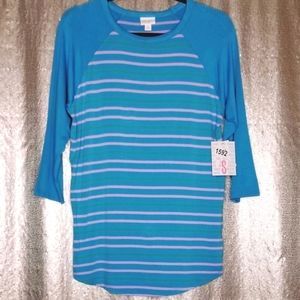 LuLaRoe BNWT S Randy tee - turquoise striped